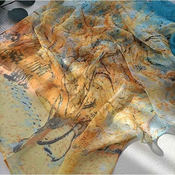 Halsdukar för kvinnor Lätt chiffongscarf Modescarfs Sheer Print Sjal Holiday Scarf