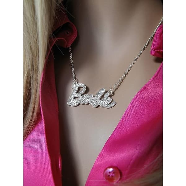 Barbie Crystal Script Logo -kaulakoru xixl Hopea Hopea-yux Silver
