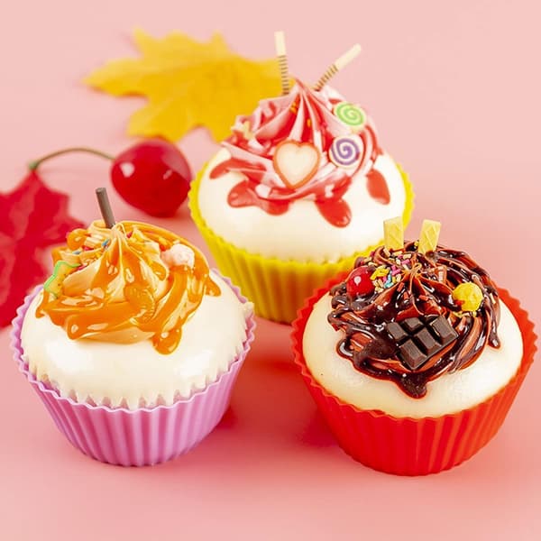24 stk silikoneforme til muffins, cupcake- og muffinforme, genanvendelige muffinforme, silikonebageforme (24 stk) tilfældig tilfældig farve