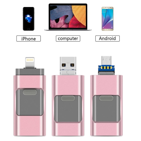 TG 32Gb Lightning/Micro-USB-Minne - (Spara ner från din din phone) Roséguld