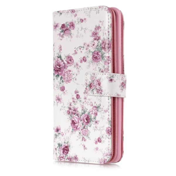 Pl?nboksfodral f?r Galaxy S9 Plus - Vit med lila roser Vit, lila