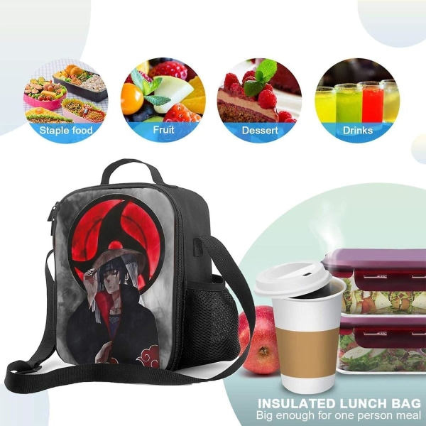 Uchiha Itachi Lounaslaatikko Pehmustetulla Eristetyllä Vuorauksella Lounaslaukku Terminen Jääkaappi Pakkaus Kannettava Olkaimella Vedenkestävä Tote Lounaslaukku Aikuisten Ja Lasten S