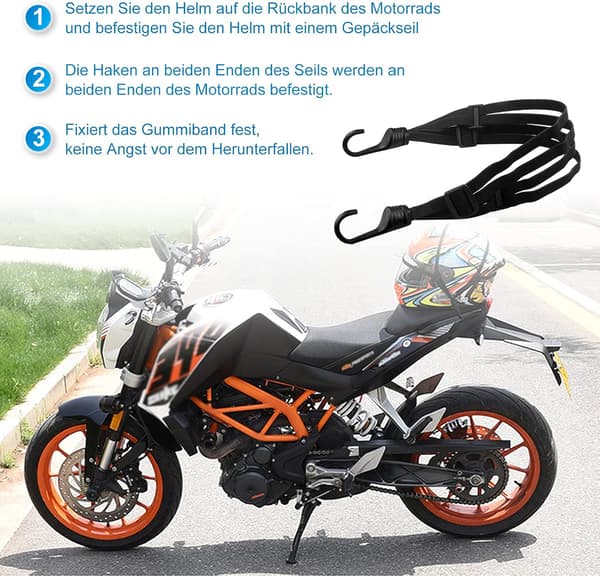 2 stk motorcykel bagagerem med dobbeltkrog, elastisk bagage
