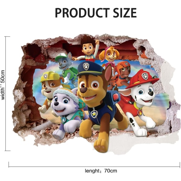 TG Paw Patrol 3D Vægsticker Soveværelse, Paw Patrol, 3D Vægstickere, Pa