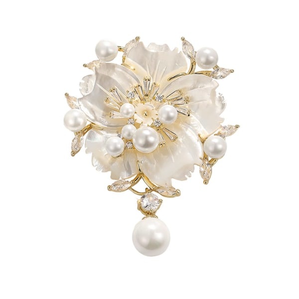 Elegant pärlblomma brosch kostym smycken