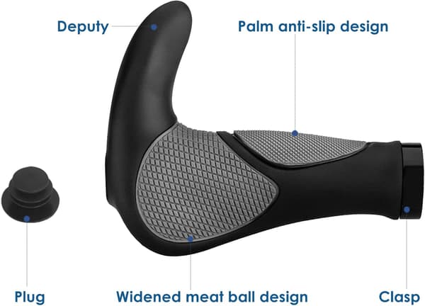 Ergonomiset pyöränkahvat sarvilla, mukava kumisuoja