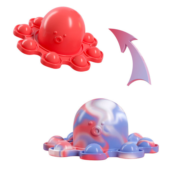 Color Tie Dye Silikon Sensoriske dekompresjonsleker Reversible Octopus H