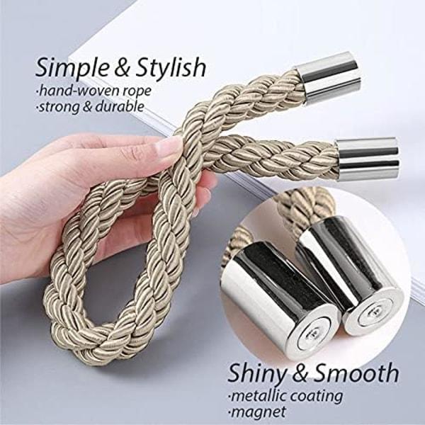 2-pack starka magnetiska gardinband Modern enkel stil drapering av ryggar Bekväm dekorativ vävd gardinhållare (kaki)