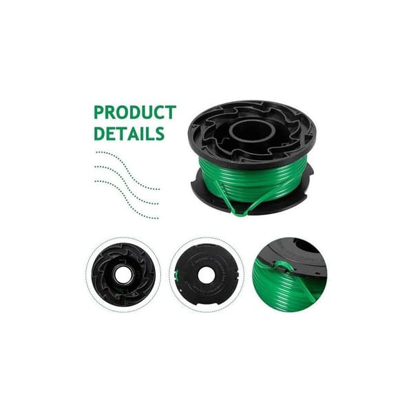 Pakke med 6 spoler med tråd for Black and Decker GL7033, GL8033, GL9035 gresstrimmer, 6 m, DEBUNS