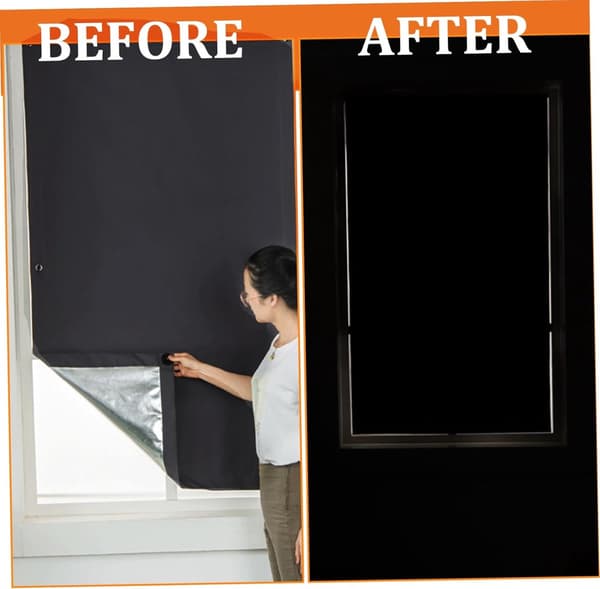 Mørklægningsgardin, polyester, 7 sugekopper, ingen boring, bærbart til soveværelse, ovenlysvindue og rejser, sort, 60 x 93 cm