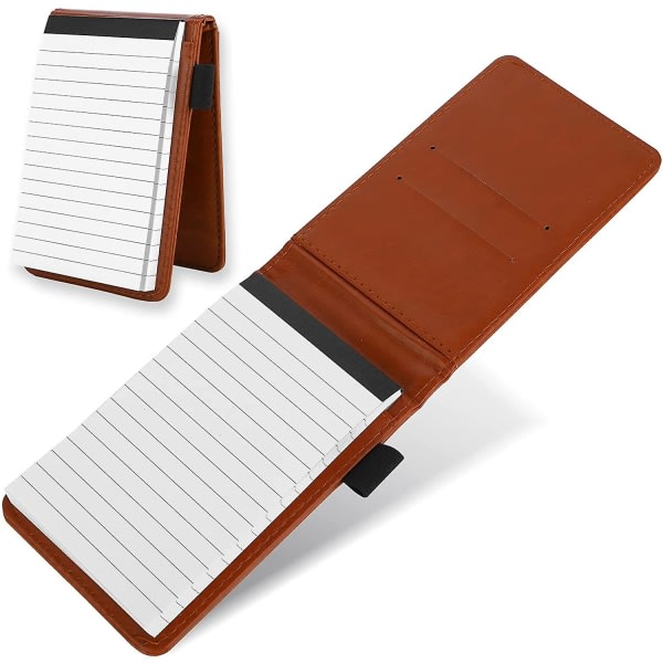 Galaxy Läderficka Anteckningsblockshållare, Mini Notebook Business Hållare Multifunktionellt Anteckningsblock Brun