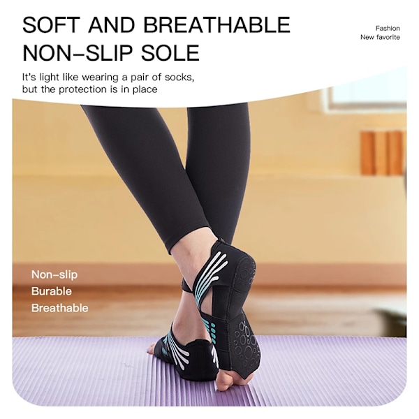Sklisikre treningssko for yoga, flate antiskli-såler, ballett, fitness, dans, grønn M 37-38