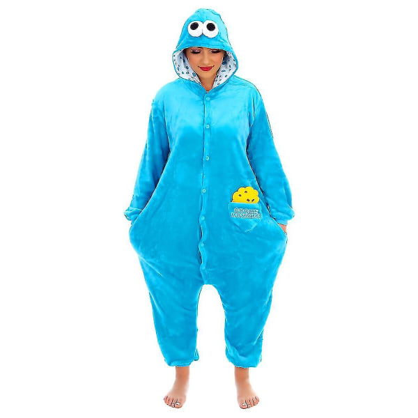 Seriefigurer Unisex Onesiee Fancy Dress Kostym Hoodies_y Blue Sesame Street M(160CM-170CM)