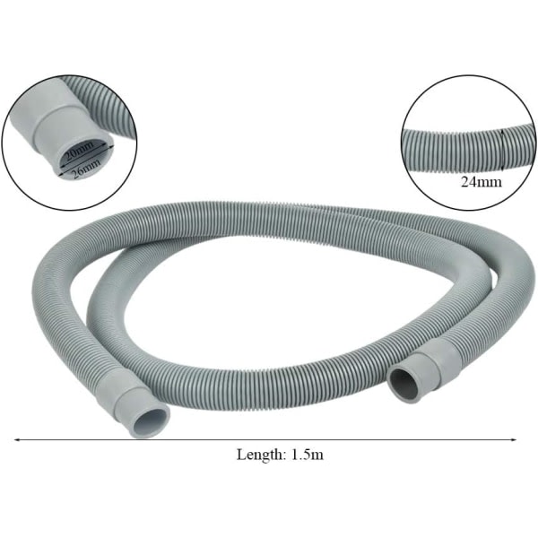 Forlengelsessett for avløpsslange med 1,5 m lang universal forlengelsesslange for avløpsslange Vannetslange for oppvaskmaskin, vaskemaskin