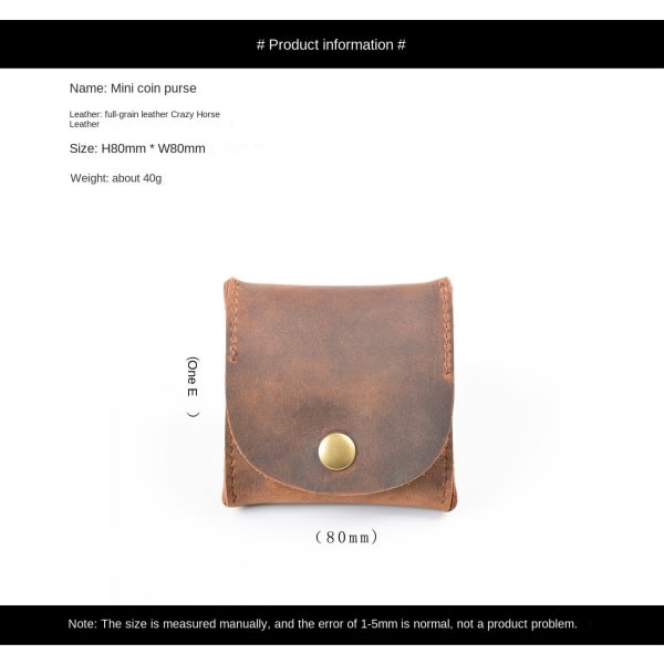 Minimyntväska i äkta läder Creative Vintage Case Mynt Lösa pengar Förvaringskortklämma Brun
