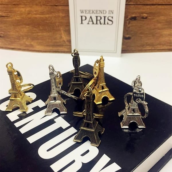 Retro Eiffel-torn Avaimenperä Avaimenperä Miniriipus Avaimenperäkoristeet 12 kpl (kulta/hopea/pronssi)