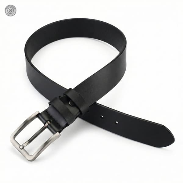 Sorprese Herrbälte, Justerbart bälte i konstläder för jeans och finbyxor, Klippbart för perfekt passform, Klassisk svart, 110 cm