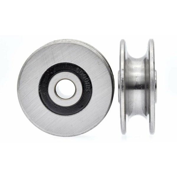 8mm Dyb U-rille Rustfrit Stål Kugleleje Remsskive 250kg Metal Remsskive til Løfteguide Indvendig Diameter (40 x 13mm)