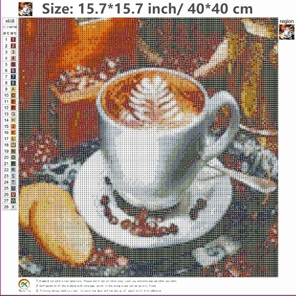 5D Diamantbroderi Kit, Kaffe Bönor Mönster Strass Diamantbroderi, Duk för Väggdekor, 5d Diamond Painting 40 x 40 cm