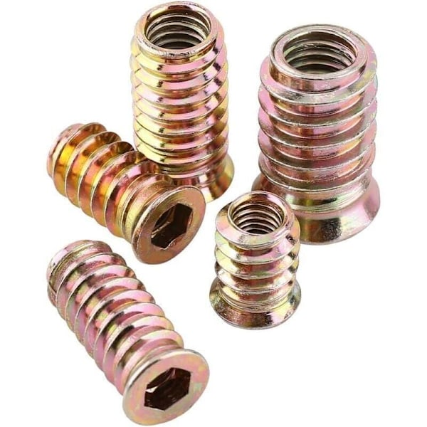 Pakke med 20 stk. M10 Zinklegering Gevind Hex Møtrik, Zinklegering Indsatsmøtrikker Sortiment (M10x25mm), fra DEBUNS