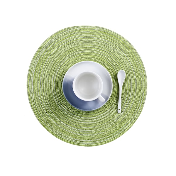Set med 6 bordsunderlägg, runda bordsunderlägg i PP-fläta, 36 cm (grön)