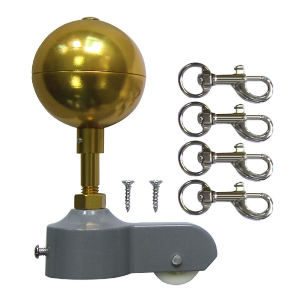 Flaggstångstillbehör, flaggstångstillbehörsset, rund form, gyllene boll, klämma, för inom- och utomhusbruk