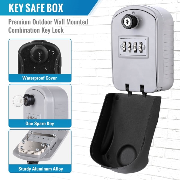 (Sølv)Säkerhetsnyckelbox [Ny generasjon] Stort nyckelskåp utomhus