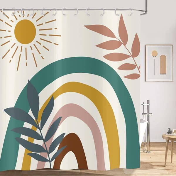 Bruseforhæng - Antibakterielt - Vaskbart polyester - Velegnet til badeværelse og badekar - 180 x 200 cm - Beige
