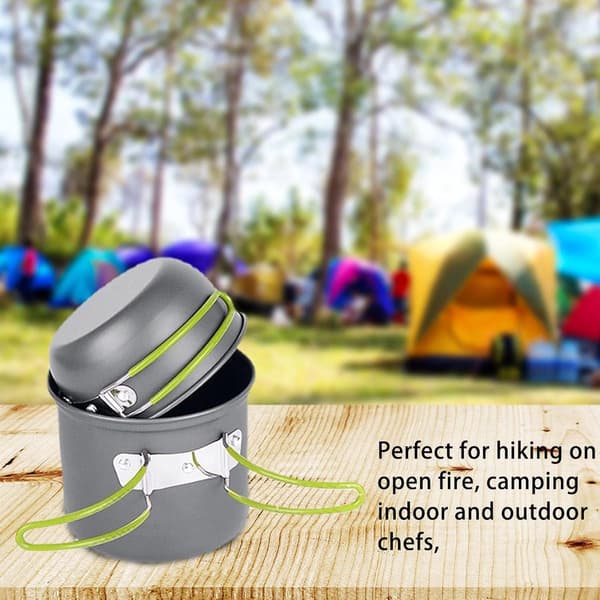 Camping Köksredskap Set, 5-Gryta Utomhusköksutrustning, Bärbara Bestick, Picknick Vandring Pannset