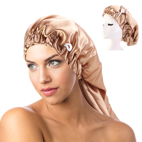 Extra Stor Satin Silky Bonnet Sovhuva Lång Satin Bonnet Cap A2