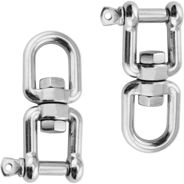 Galaxy Swivel Shackle Ankarfäste M8, 2 st 304 Rostfritt stål Swivel Snap D Shackles, Swivel Eye och Bak