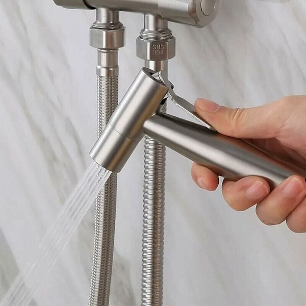Bidet Sprayer til Toilet Rustfrit Stål Ble Sprayer Manuel Bidet Sprayer til Personlig Hygiejne Brusebad Badeværelse Toilet - Sølv -DPZO, af DEBUNS