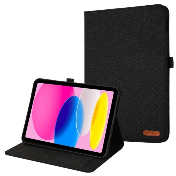 Apple iPad 10.9 2022 Foldbart etui med kortholder Tekstilstruktur - Sort Sort