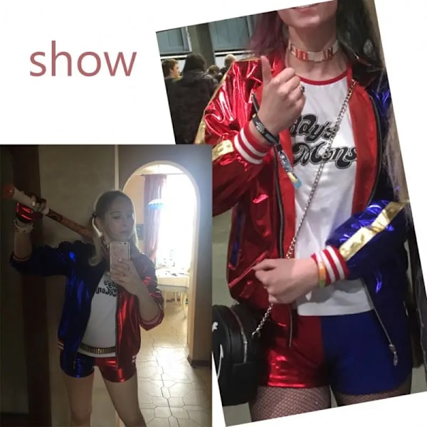 Mub-Harley-Quinn Monster T-shirt Harley-Quinn Cosplay Kostume Kvinder Børn 4 i 1 Sæt 4 i 1 Sæt 4 in 1 Set 2 XL