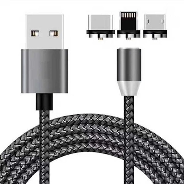 Rak magnet datakabel 3 i 1 magnetisk snabbladdning USB-kabel för mobiltelefon