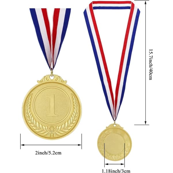 Medaljer för barn, 12 stycken guldmedaljer i metall i olympisk stil med R