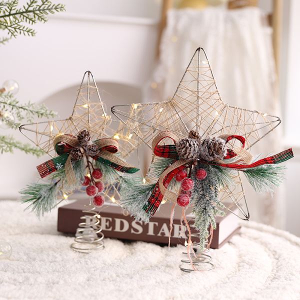 Joulukoristeet tee-se-itse puunhuipputähtivalaistus joulukuusen tarvikkeet tarvikkeet kotikaupan kohtausten asettelun koristeet Pine cone with light 25cm