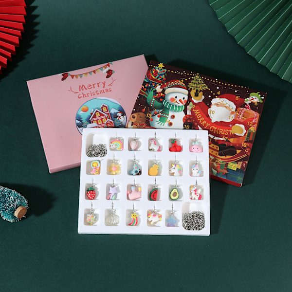 Ny Julegave til Piger - Smykker Gavekalender Adventskalender DIY Armbånd Blind Box Tegneserie Enhjørning Gaveæske Christmas SDT065-1