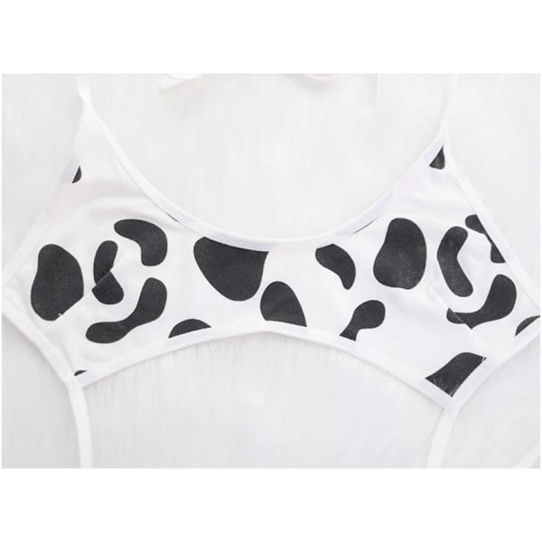 Dalmatian Milk Leopard Cosplay Kostym Anime Sexig Mini Ko Bikini Underkläder Sett (One-Piece)