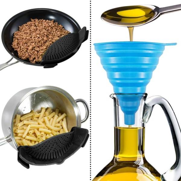 Silikonsiivilä 2 mustalla taittuvalla suppilolla - Kiinnitä c