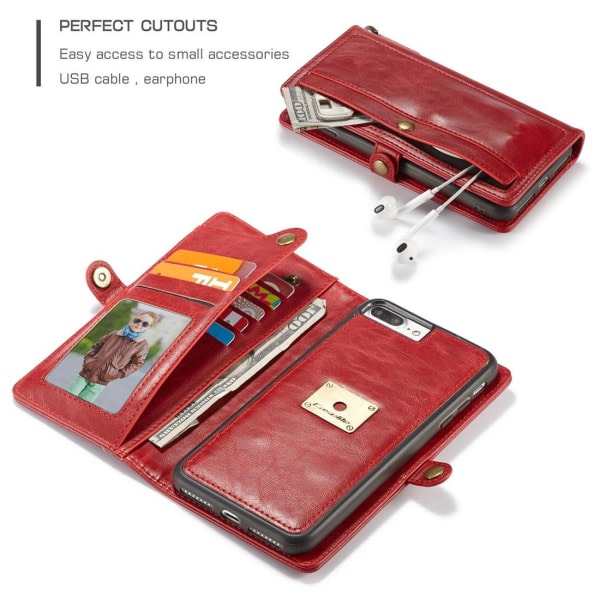 CaseMe Plånboksfodral med magnetskal for iPhone 7/8 Plus Röd Röd