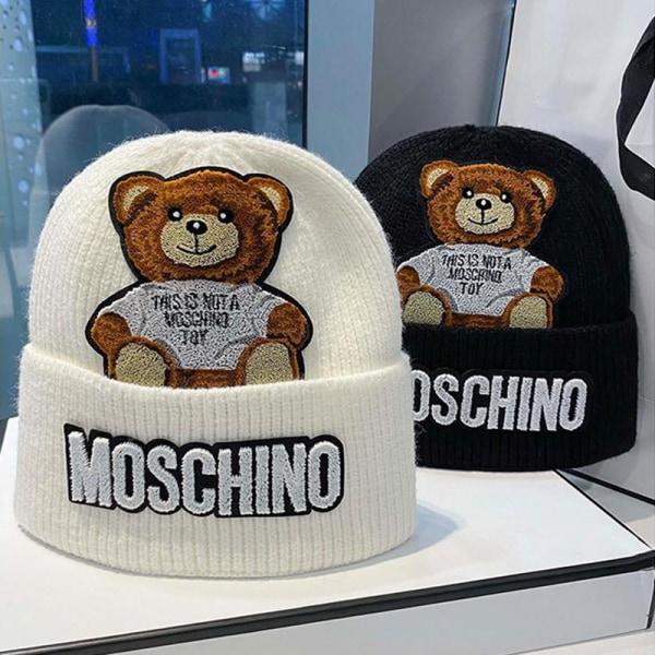 Stickad Mössa Dammössa Vinter Herr Skull Beanies Varm Casual Vit One Size