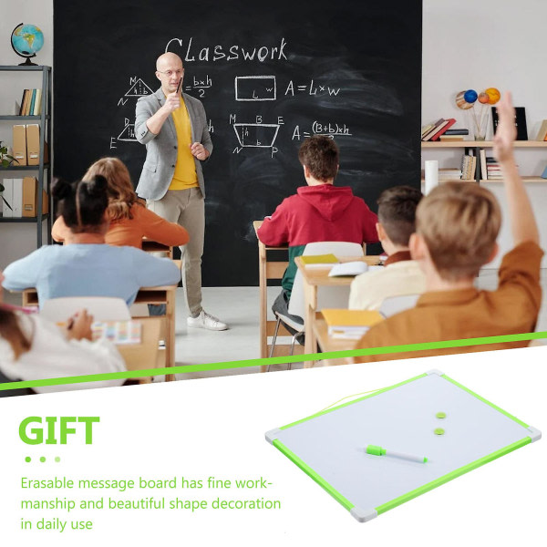 1 set dubbelsidig whiteboardtavla raderbart meddelande skrivet tavla för hemmakontor (40X30X1CM, grön)