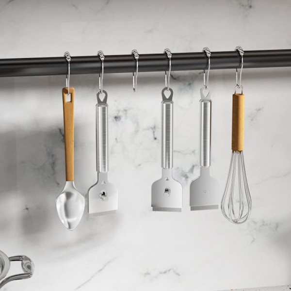 12 Pakning Dusjforhengringer i Rustfritt Stål med Glidesystem - 12 Enkelkroker - 69 x 39 mm NPTERBL