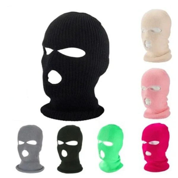 Dækkende Ski Mask Hue 3 Huller Balaclava Mask Hue Dækkende Vindtæt Strikket Hue Motorhjelm Vintervarme Unisex - Kasketter