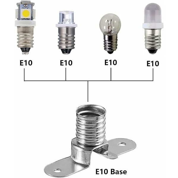 E10 LED-lampor Lampsockelbas, 10 st Skruvmonterade lamphållare för hemexperiment Krets Elektriska testtillbehör