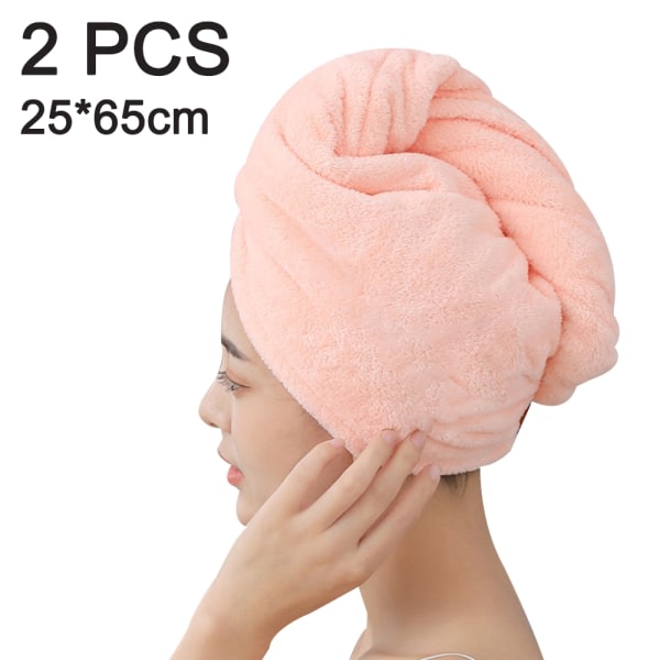 TG 2-pack mikrofiberhårtorkhanddukar Tjock cap rosa