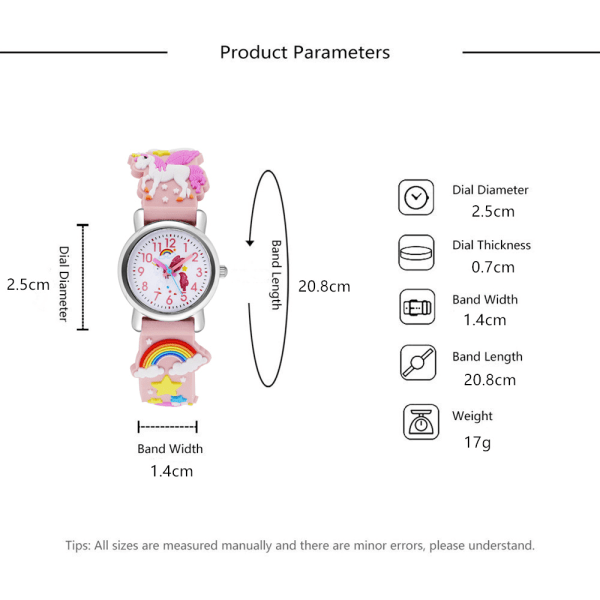 Kello (Sininen Yksisarvinen), Vedenkestävä Lasten Rannekello Quartz