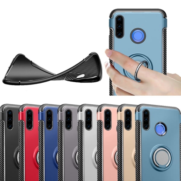 TG Stilrent Floveme Skal med Ringholder - Huawei P30 Lite Sølv
