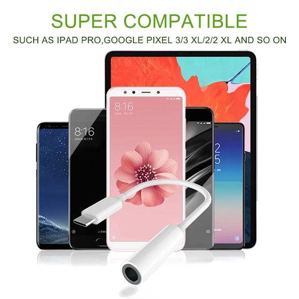 iPhone 15 USB-C - 3,5 mm -sovitin - VALKOINEN